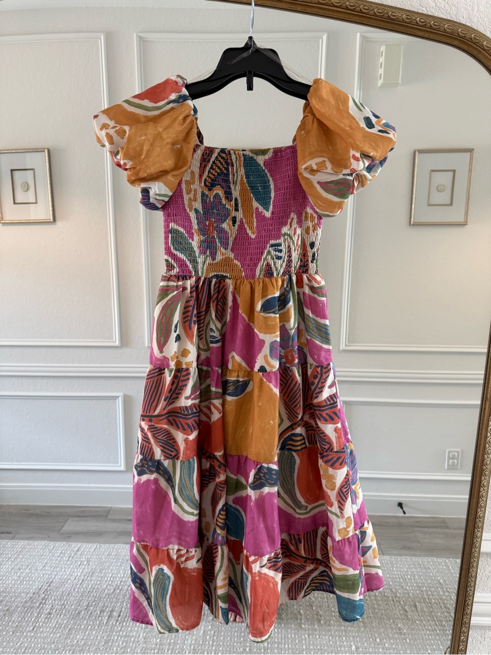 Poppies and Roses Girls A-Line Dress with Puff Sleeves size 10